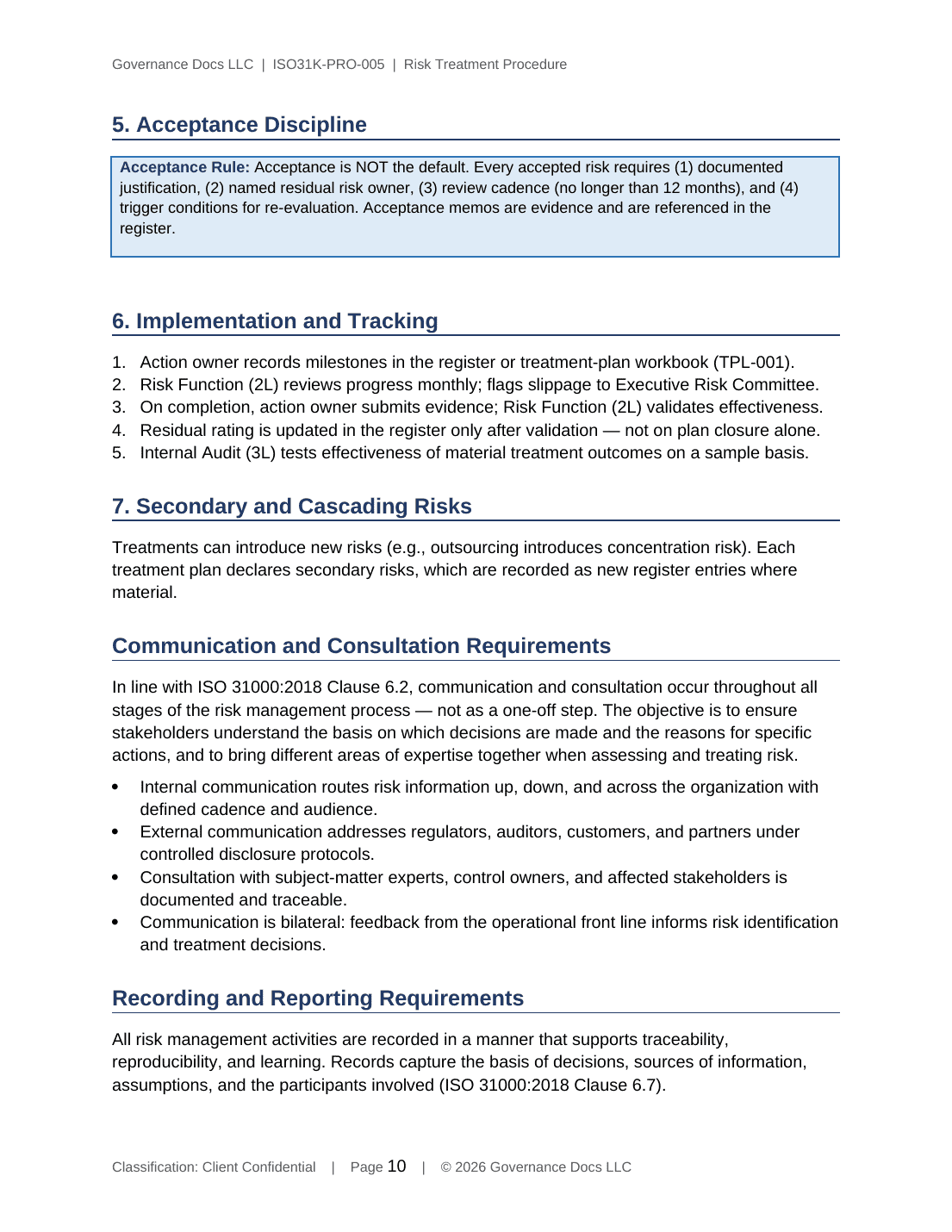 ISO 31000 documentation toolkit — sample template page 6