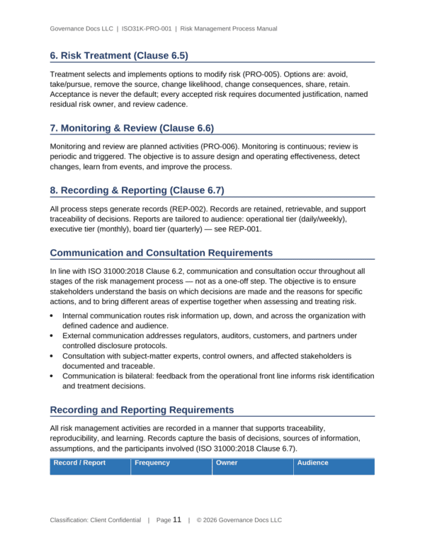 ISO 31000 documentation toolkit — sample template page 8
