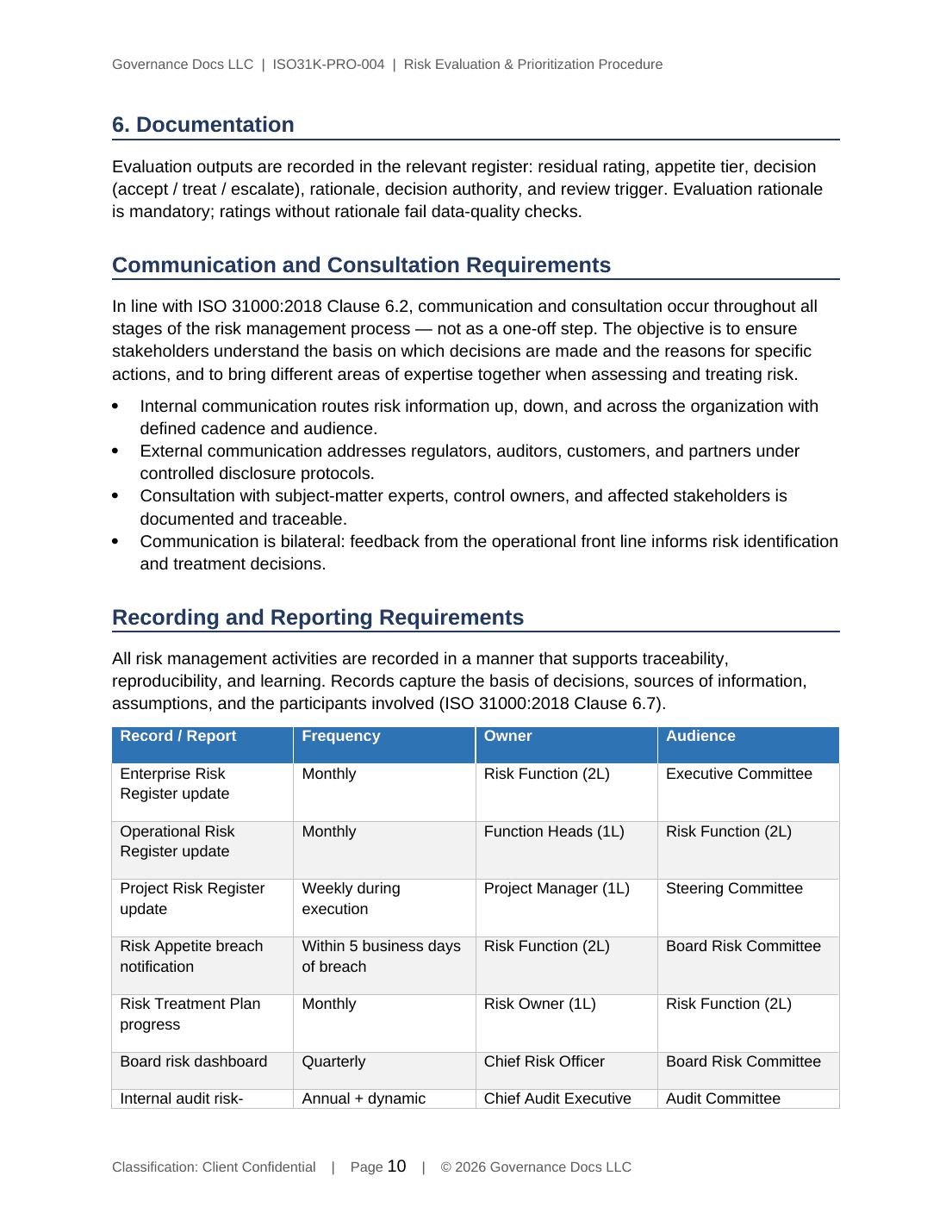ISO 31000 documentation toolkit — sample template page 9