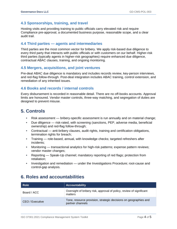 ISO 37301 documentation toolkit — sample template page 10