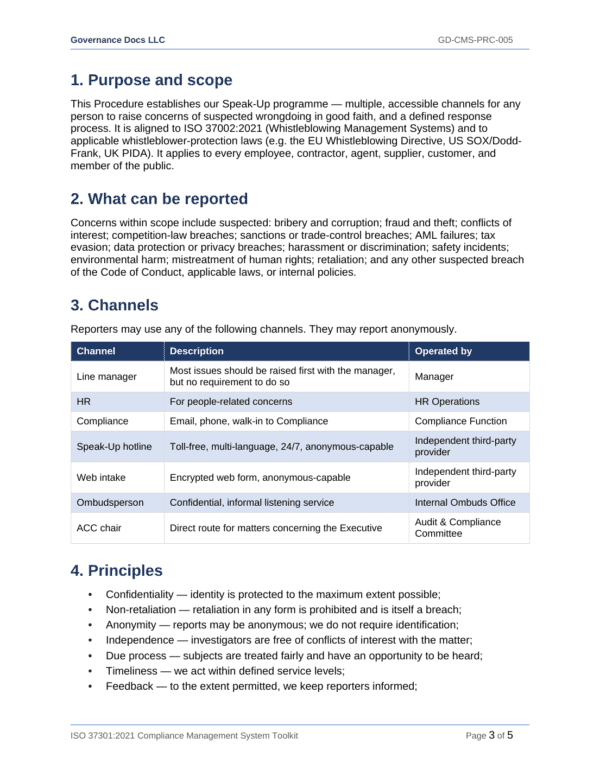 ISO 37301 documentation toolkit — sample template page 11