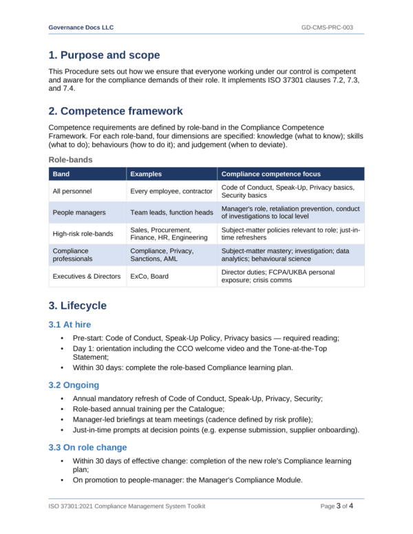 ISO 37301 documentation toolkit — sample template page 16