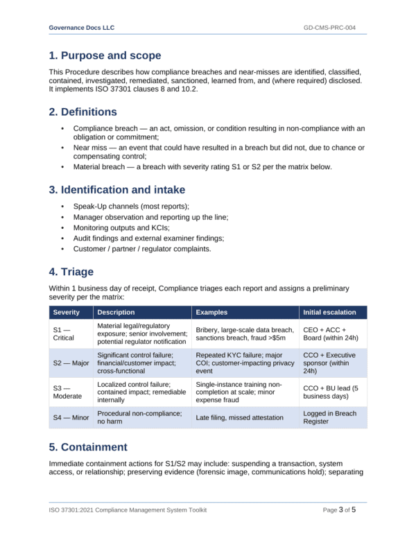 ISO 37301 documentation toolkit — sample template page 17
