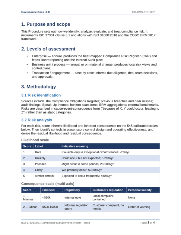 ISO 37301 documentation toolkit — sample template page 18