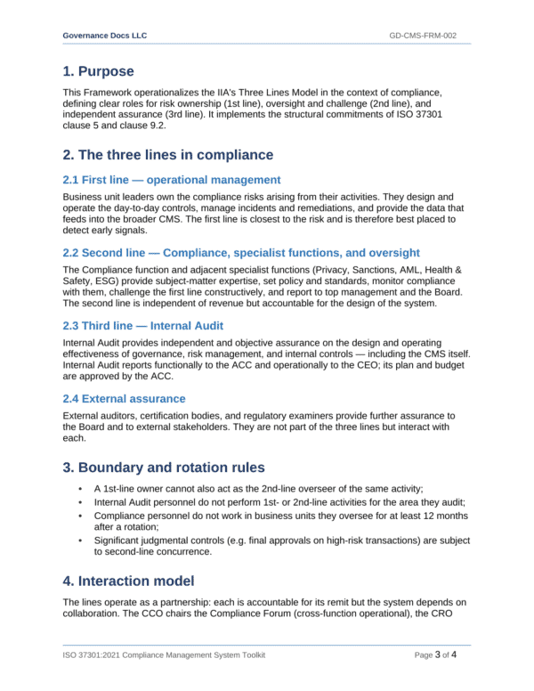 ISO 37301 documentation toolkit — sample template page 5