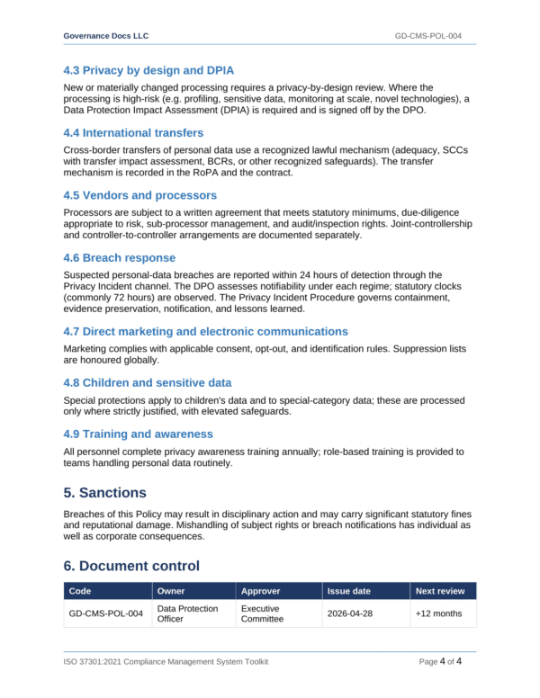 ISO 37301 documentation toolkit — sample template page 8