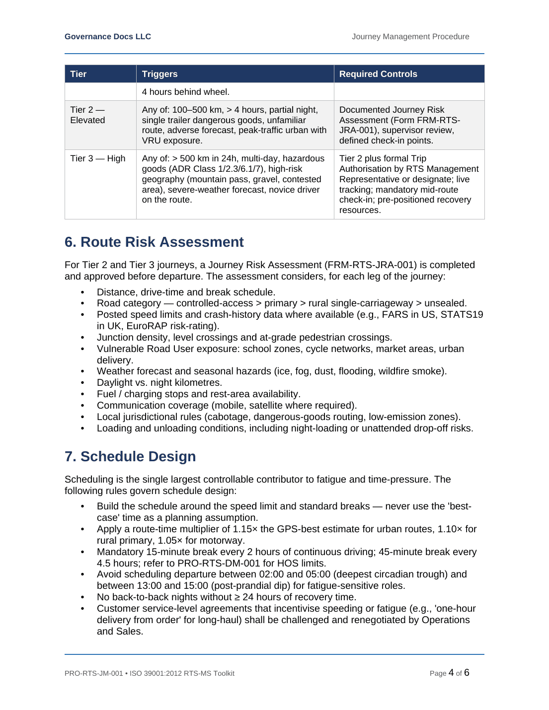 ISO 39001 documentation toolkit — sample template page 2