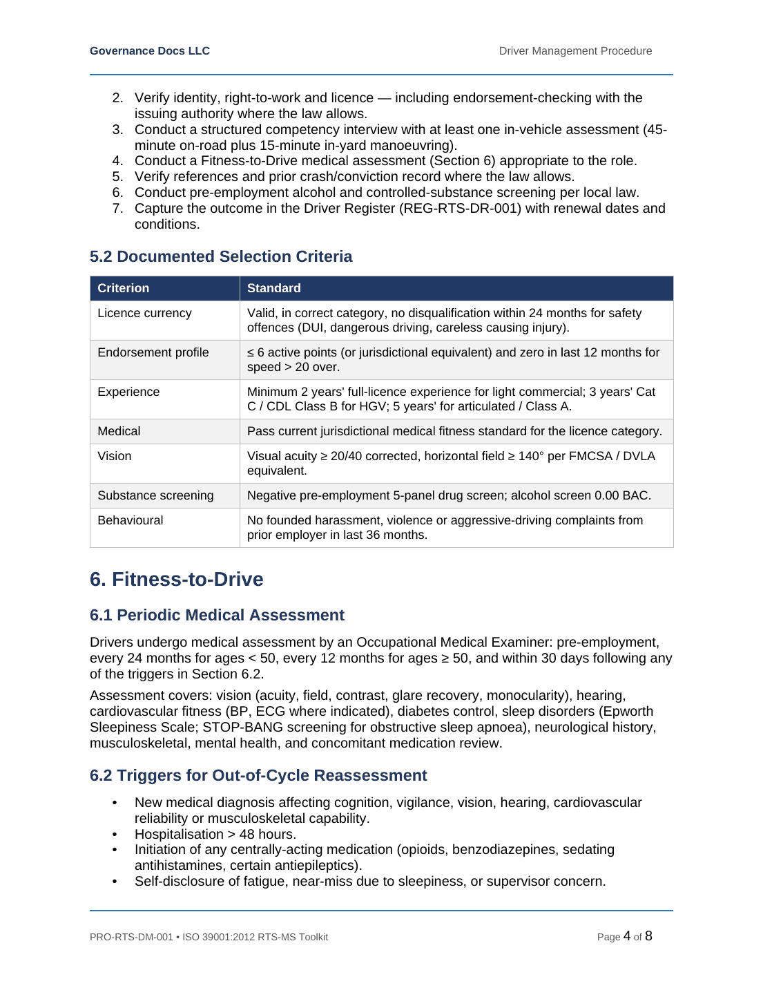 ISO 39001 documentation toolkit — sample template page 5