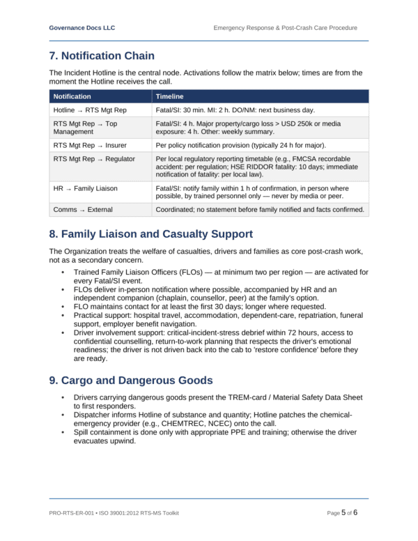 ISO 39001 documentation toolkit — sample template page 8