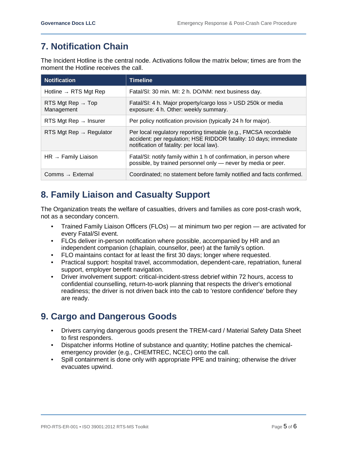 ISO 39001 documentation toolkit — sample template page 8