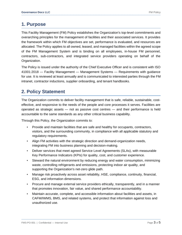 ISO 41001 documentation toolkit — sample template page 1