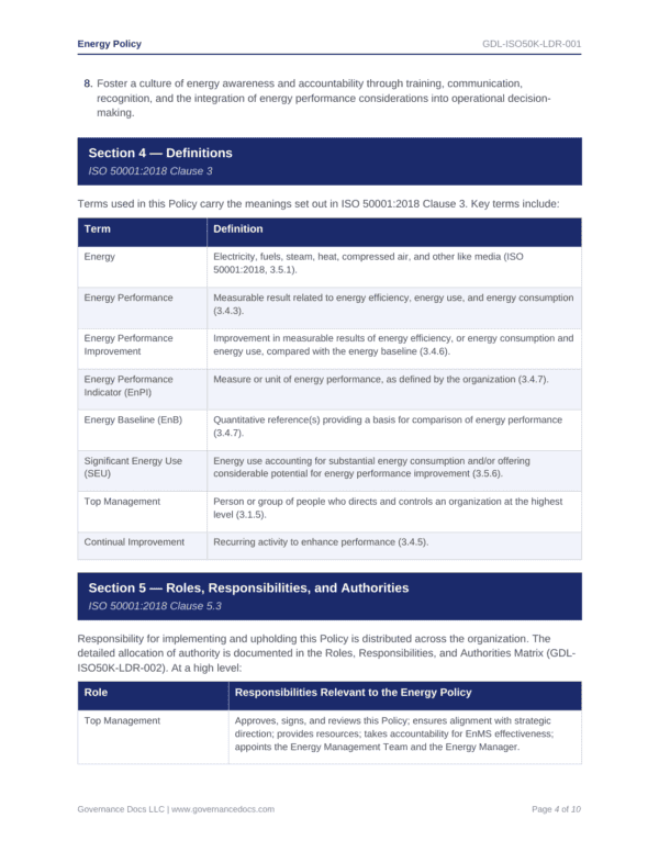 ISO 50001 Energy Management Toolkit with 47 templates for governance and compliance.
