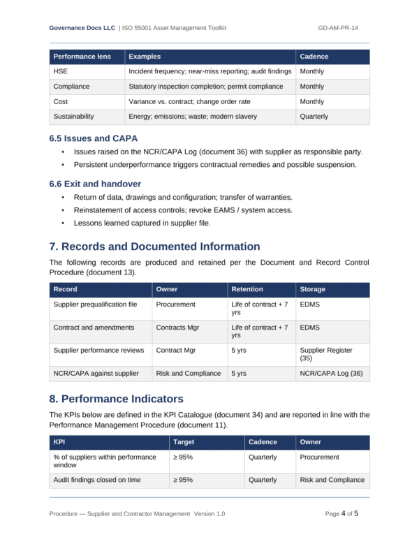 ISO 55001 documentation toolkit — sample template page 14