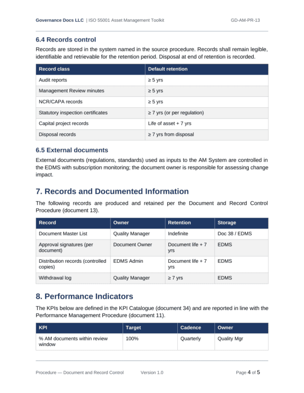ISO 55001 documentation toolkit — sample template page 16
