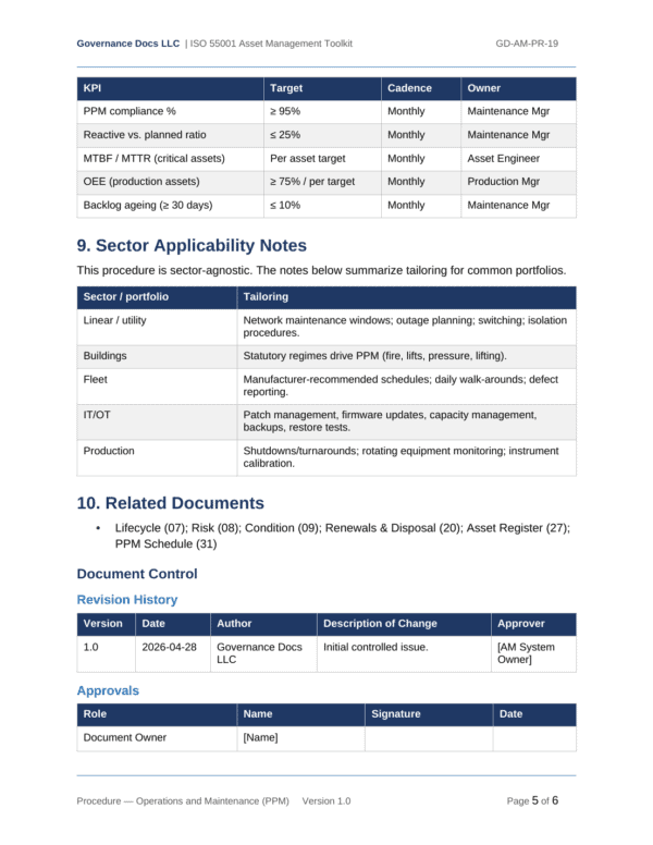 ISO 55001 documentation toolkit — sample template page 18