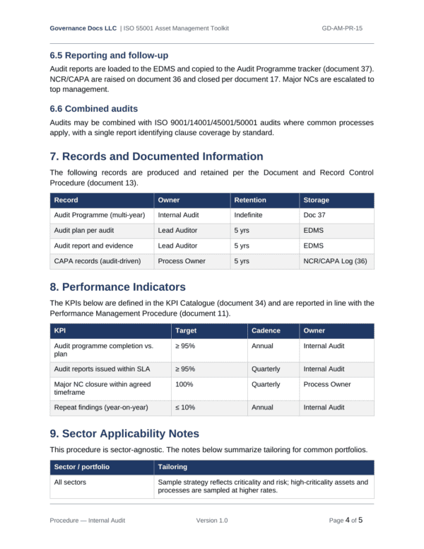 ISO 55001 documentation toolkit — sample template page 8