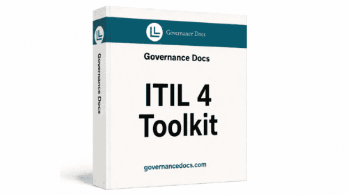 ITIL 4 Service Management Toolkit with 28 templates for governance and IT service excellence.