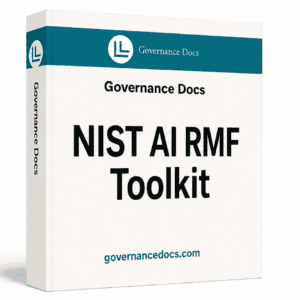 AI governance toolkit cover featuring NIST AI RMF templates for effective AI risk management.