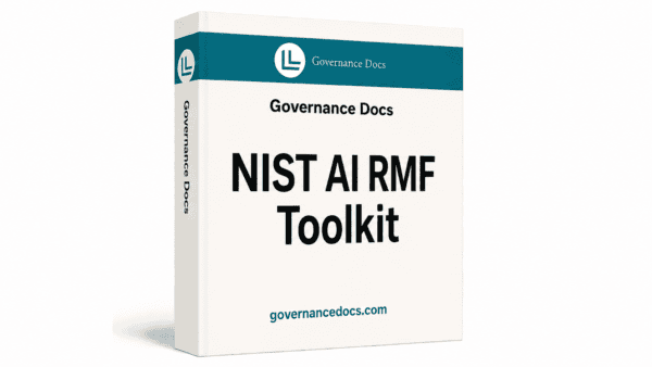 AI governance toolkit cover featuring NIST AI RMF templates for effective AI risk management.