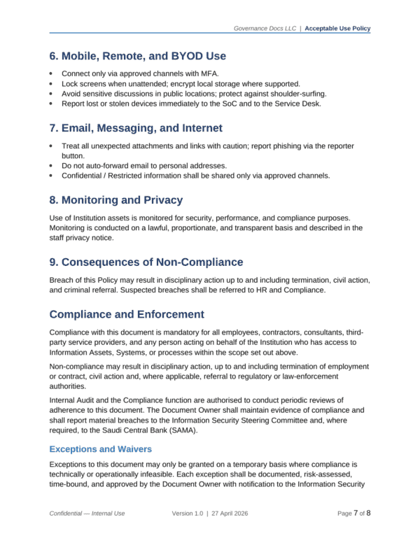 SAMA documentation toolkit — sample template page 10