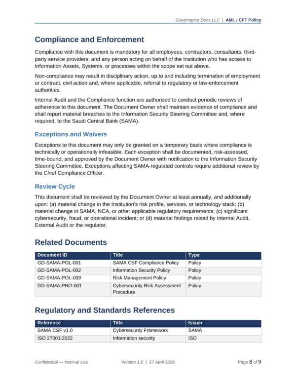 SAMA documentation toolkit — sample template page 12