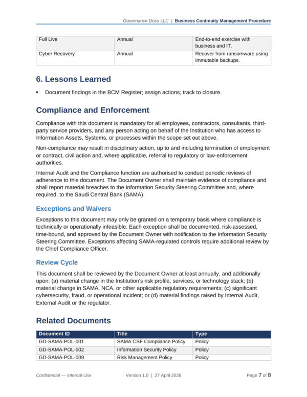 SAMA documentation toolkit — sample template page 14
