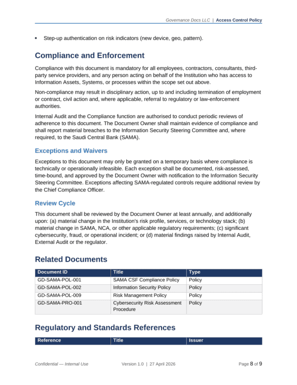 SAMA documentation toolkit — sample template page 16