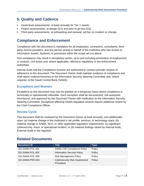 SAMA documentation toolkit — sample template page 5
