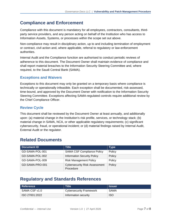 SAMA documentation toolkit — sample template page 6