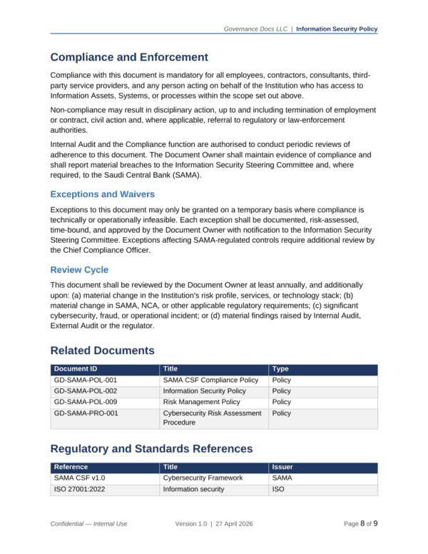 SAMA documentation toolkit — sample template page 9