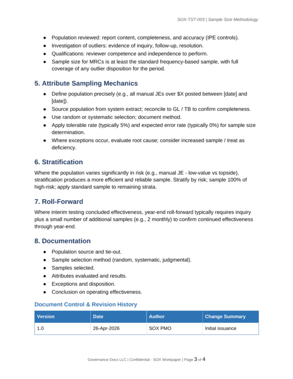 SOX documentation toolkit — sample template page 10