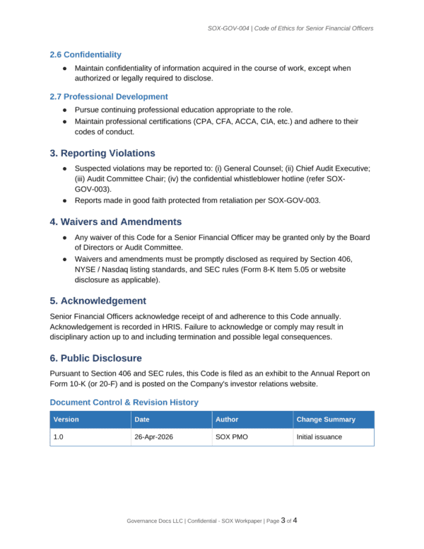 SOX documentation toolkit — sample template page 12