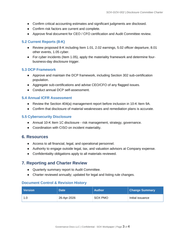 SOX documentation toolkit — sample template page 13