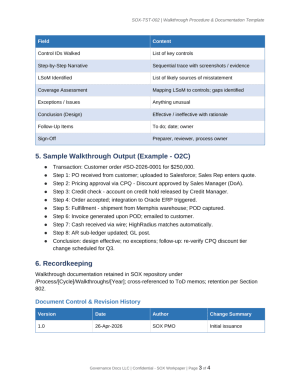 SOX documentation toolkit — sample template page 15