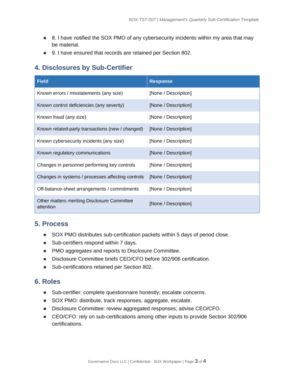 SOX documentation toolkit — sample template page 18