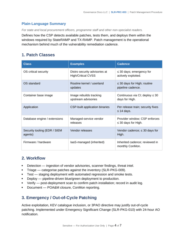 StateRAMP documentation toolkit — sample template page 7