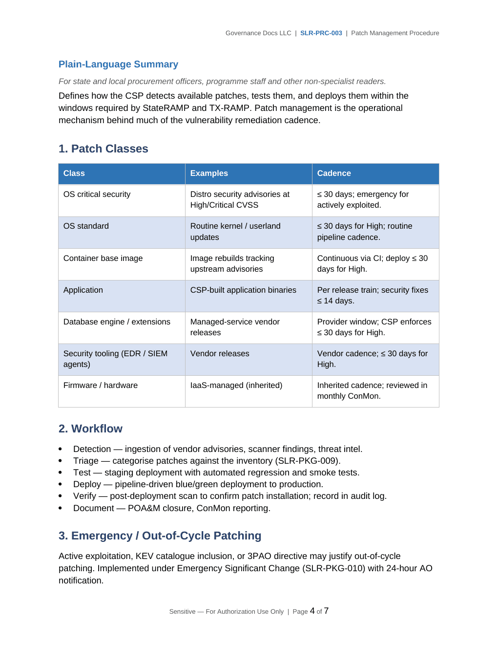 StateRAMP documentation toolkit — sample template page 7