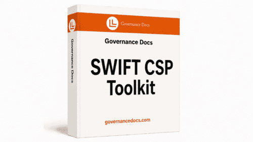 SWIFT CSP Compliance Toolkit with 32 templates for governance and regulatory adherence.