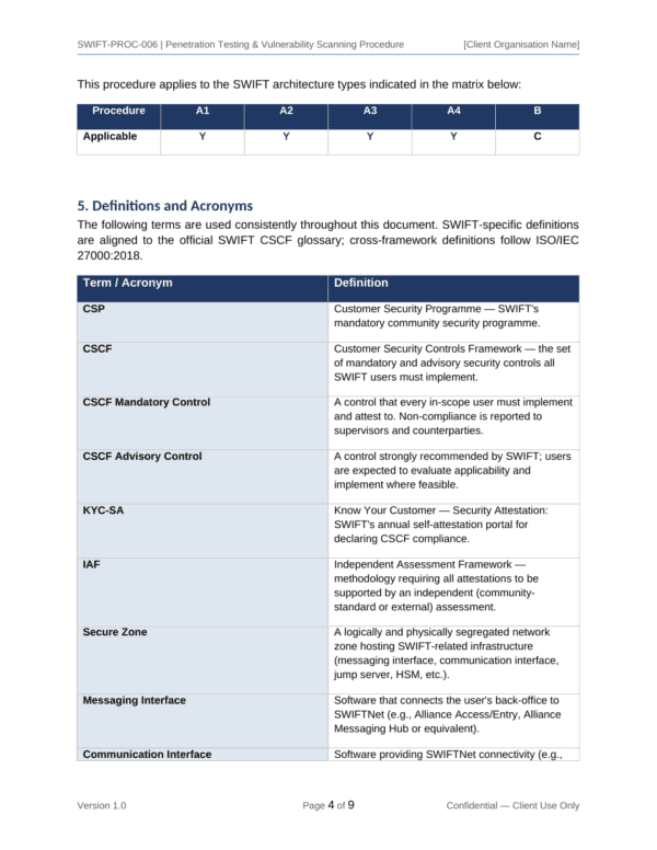 SWIFT CSP documentation toolkit — sample template page 19