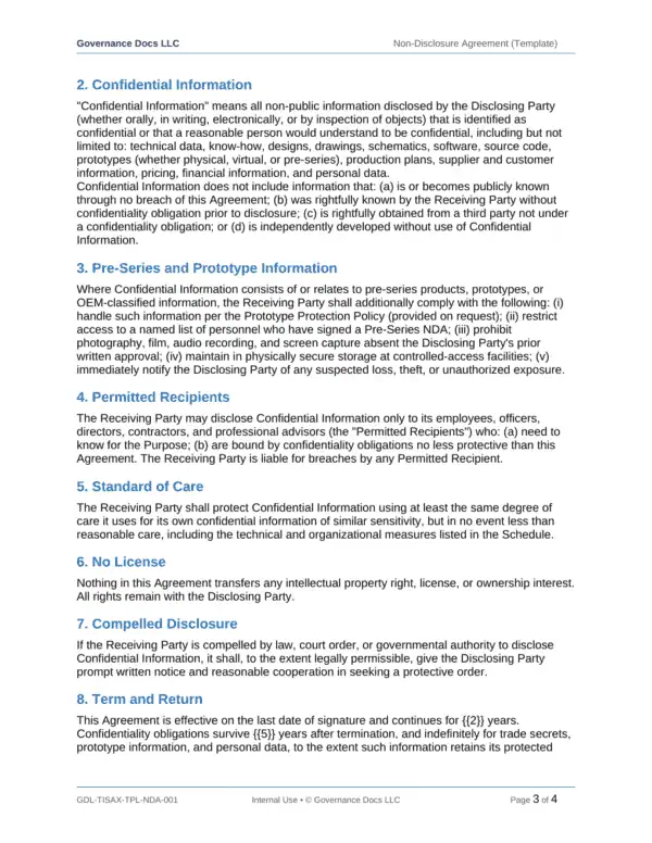 TISAX documentation toolkit — sample template page 1