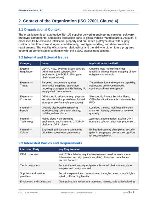 TISAX documentation toolkit — sample template page 4