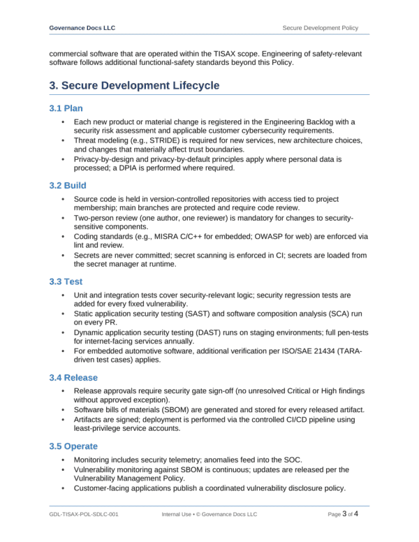 TISAX documentation toolkit — sample template page 5