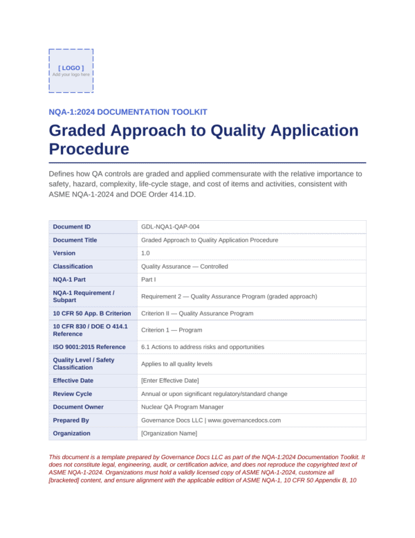 Governance Docs NQA-1:2024 Quality Assurance Documentation Template.