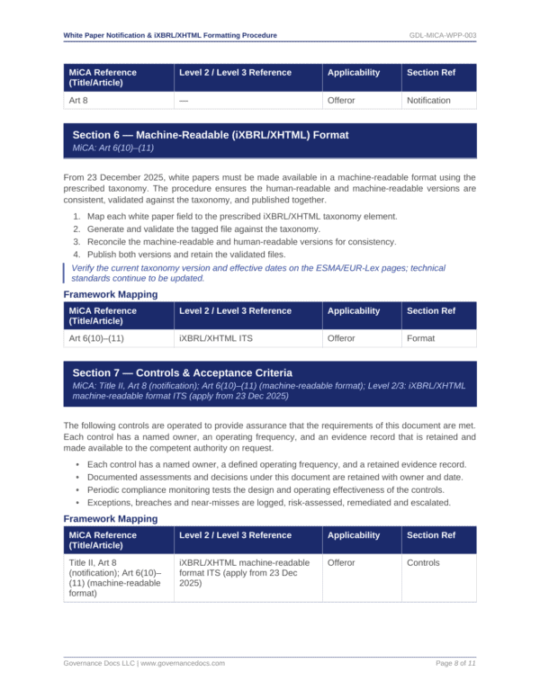 Machine-readable format for governance documentation in XBRL/XHTML format.