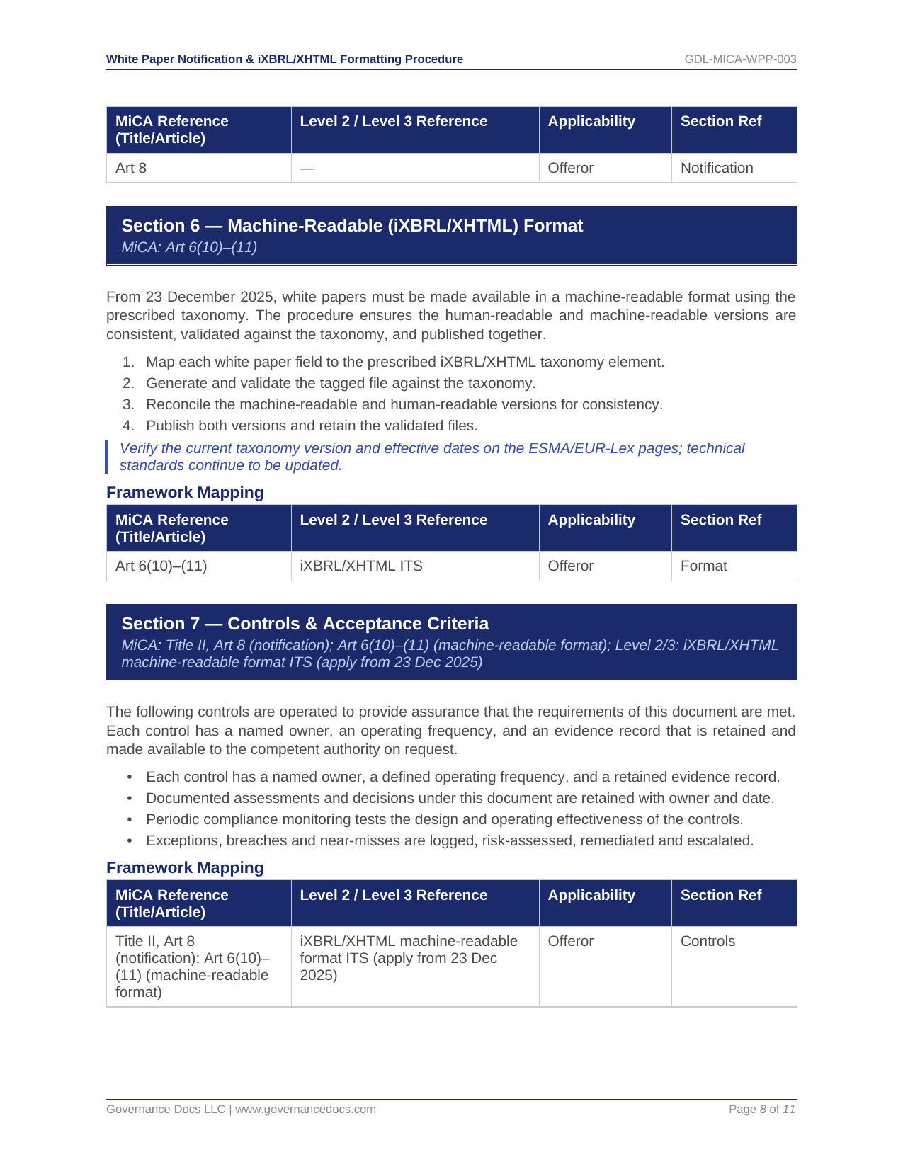 Machine-readable format for governance documentation in XBRL/XHTML format.