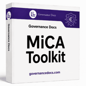 Governance Docs MiCA Toolkit box with logo and website URL.