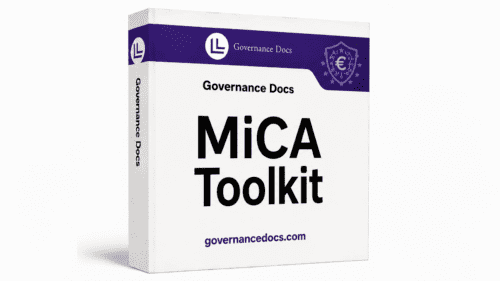 Governance Docs MiCA Toolkit box with logo and website URL.