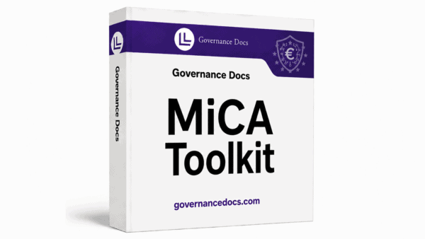 Governance Docs MiCA Toolkit box with logo and website URL.