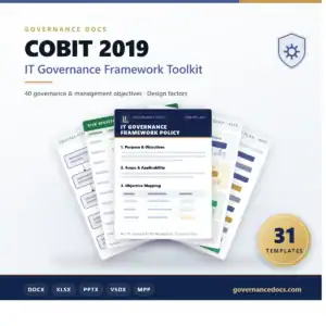COBIT 2019 IT Governance Framework Toolkit - 31 templates