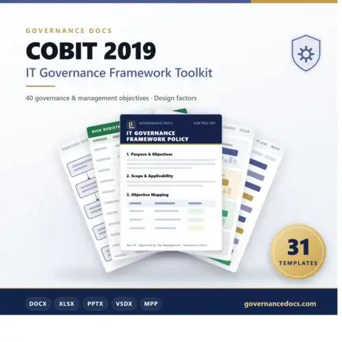 COBIT 2019 IT Governance Framework Toolkit - 31 templates